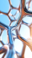 Chrome Structure, Sky Background, Science Concept