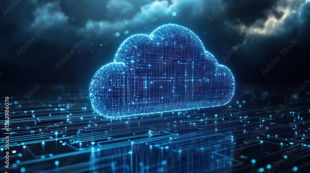 Aufkleber digital cloud data stormy sky network computing