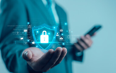 Cyber ​​Security Key Internet Online Password Privacy Concept Data Security from Crime Show...
