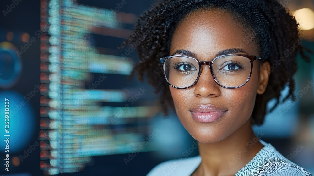 Aufkleber confident and successful african american female coding mentor smiling while teaching python to stud