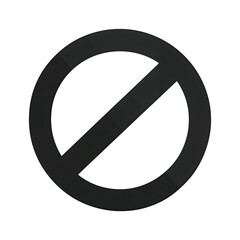 Minimalist black no entry symbol with long shadow on white background