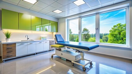 Panoramic Medical Exam Table Photography: High-Resolution Images of Hospital Examination Tables