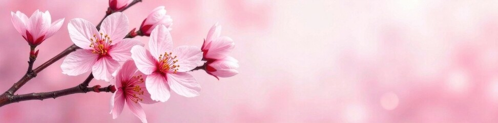 Obraz premium Watercolor cherry blossoms against a muted pink background , bloom, flowers, cherry blossom