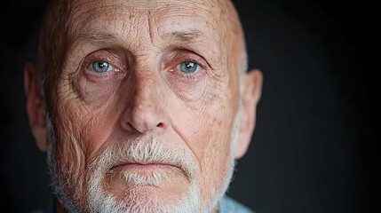 Obraz premium Elderly man's pensive portrait, dark background