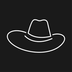 Straw Hat line icon. Hat icon. Black background.