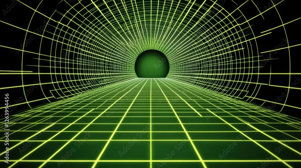 Aufkleber glowing pathway leading into a mysterious infinite space with grid perspective