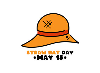 Straw Hat Day. May 15. White background.