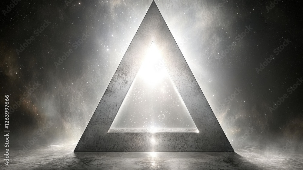 Aufkleber luminous minimalist design featuring abstract triangle with ethereal background and symbolic element