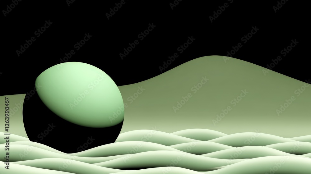 Poster mystical energy sphere floating in the void with glowing aura against a dark background