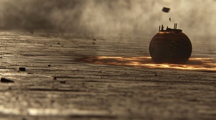 Mystical Floating Energy Sphere Glowing in the Void of a Dark and Ethereal Landscape