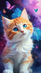 cat on a painted background mobile wallpaper
