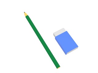 鉛筆と消しゴム、シンプルなイラスト