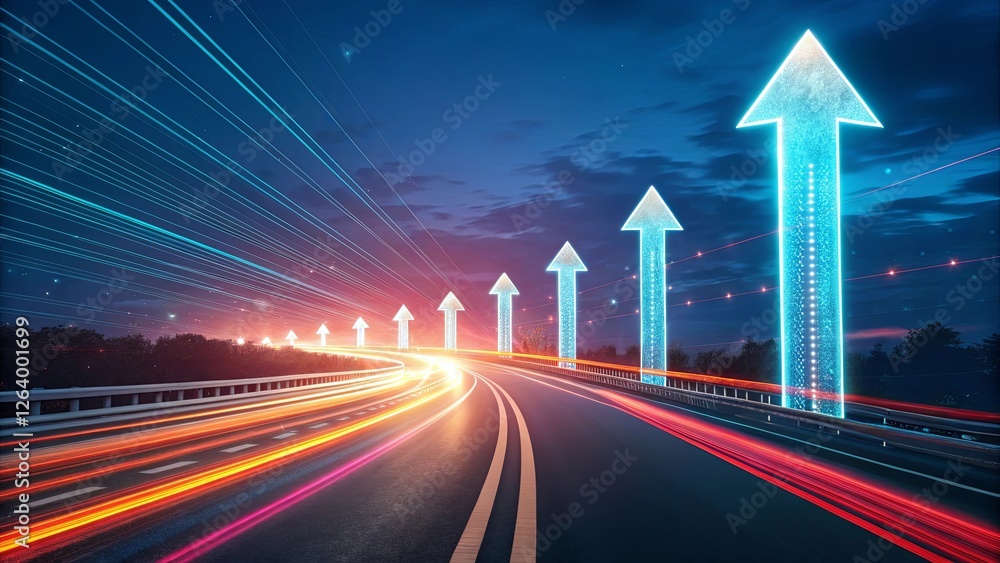 Poster A road with a series of arrows pointing to the right