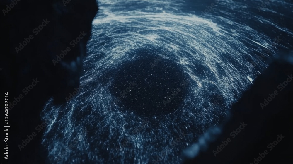 Poster serene cosmic background with dynamic glowing energy in dark waterscape setting