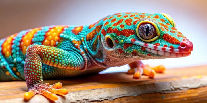 Colorful gecko lizard with vibrant scales and unique pattern on its back