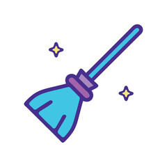 Flying magic broom with sparkling details