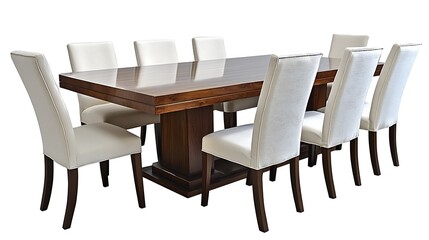 Modern Wooden Dining Table with Cream Chairs