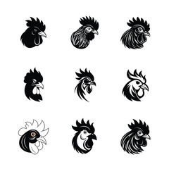 Hen head silhouette logo vector illustration.