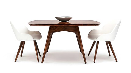 Modern Dining Table and Chairs on White Background. Possible use Interior design catalog, furniture website