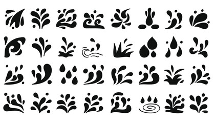 Water splash icon set glyph style vector illustration