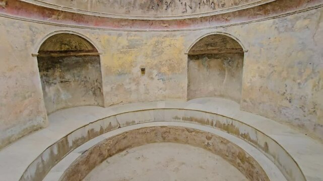 POMPEII, ITALY - MAY 21, 2024: Interior-Forum Baths-Pompeii ruins-Pan