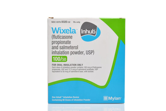 IRVINE, CALIFORNIA - 13 FEB 2025: An InHub Inhalation Device from Mylan.