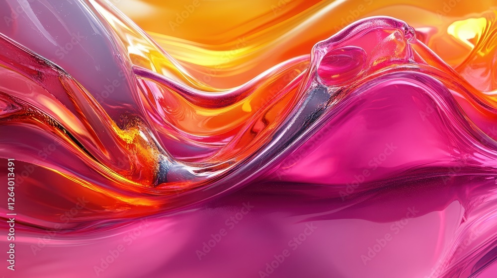 Poster colorful abstract painting with glass elements in a dynamic composition of shapes and colors