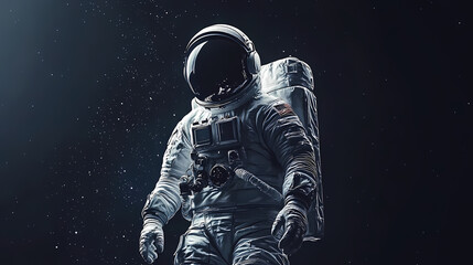Fototapeta premium A haunting astronaut in a cosmic setting, merging sci-fi and eerie aesthetics with glowing elements in space. Spectral Astronauts. Illustration