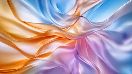Naklejka premium Flowing pastel silk fabric, abstract swirl, studio shot, background texture