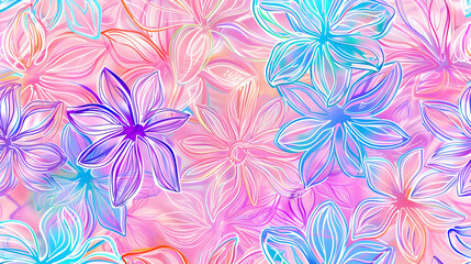 Fototapeta premium Vibrant floral pattern featuring colorful flowers on a soft pastel background, ideal for design projects