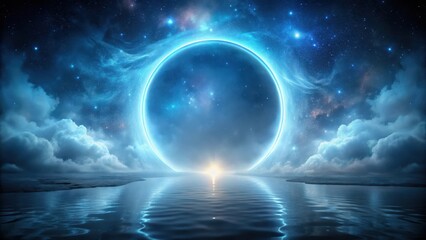 Glowing portal in misty night sky, cosmic, glowing portal,  cosmic, glowing portal, magical