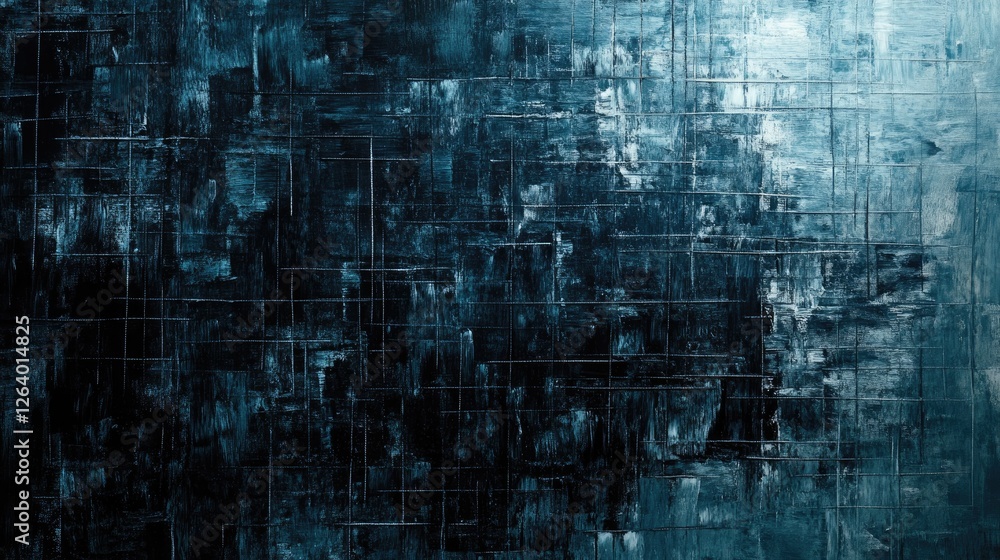 Poster A chaotic grid painting with thick, rough brushstrokes, creating a sense of movement and raw emotion on canvas.