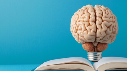 Brain Lightbulb Open Book Knowledge Concept