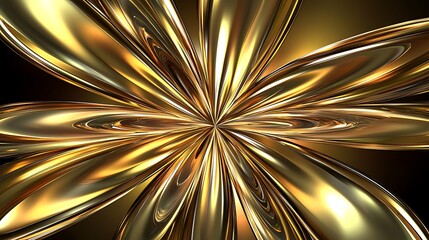 Abstract golden flower design, digitally created image, possible use in graphic design