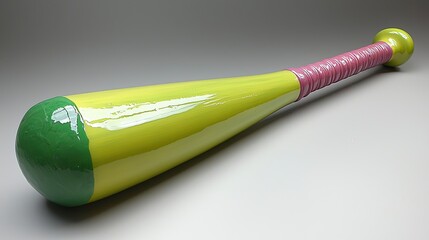 Colorful oversized bat resting on a smooth surface, showcasing its vibrant design and glossy finish