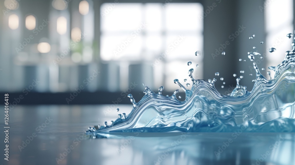 Poster a visually striking close-up of a dynamic water splash with intricate wave patterns, set against a m