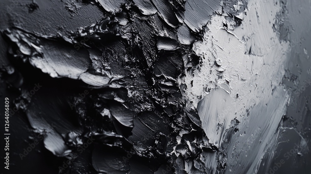 Poster A close-up of a painting with an irregular grid, where rough brushwork and textures create an emotional, artistic chaos.