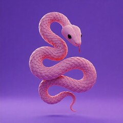 Fototapeta premium A pink snake on a purple background.