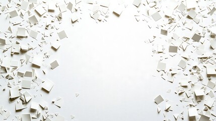 Abstract white squares confetti border