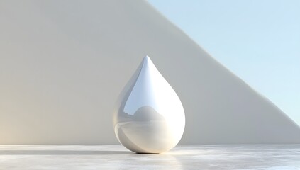 Fototapeta premium Modern teardrop sculpture in minimalist interior