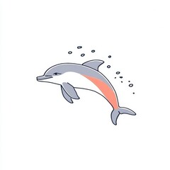 Obraz premium Cartoon Dolphin Illustration on White Background