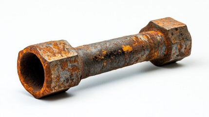 A close-up shot of a rusty metal pipe fitting, showcasing corrosion and wear, emphasizing the aging and industrial wear of plumbing components