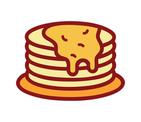 Sweet fast food pancake stack with syrup