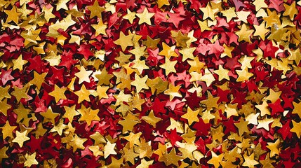 Red and Gold Confetti Stars Background