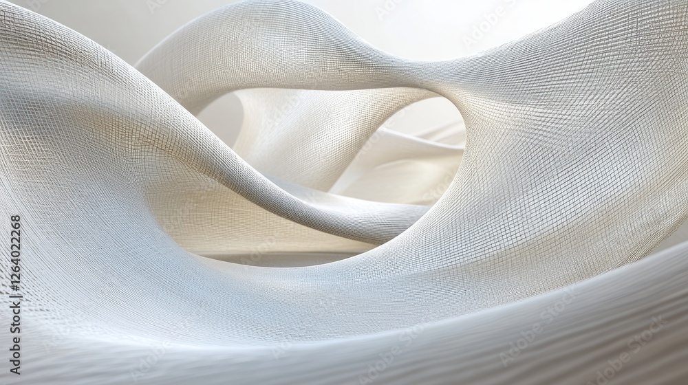 Poster A composition of curved shapes interwoven in a minimalist style, creating a visually smooth and serene aesthetic.