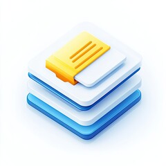 Stacked document icon, digital, abstract, layered design