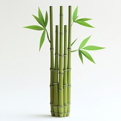 Obraz premium bamboo, 3d style imitation, cartoon icon, white background