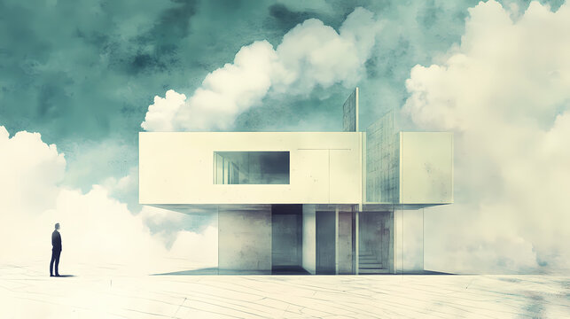 Illustrating the paradox of the invisible house, an architectural concept that blends invisibility and exposure. Architectural Paradoxes. Illustration