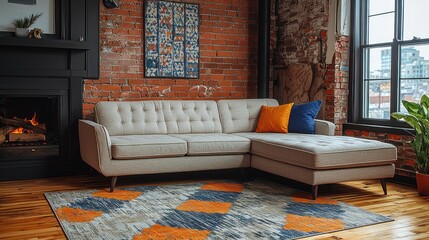Modern Sectional Sofa In Loft Style Living Room