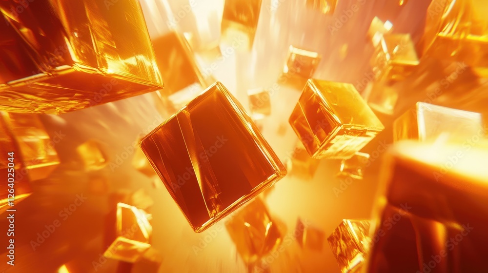 Poster A dynamic abstract 3D background with floating cubes, creating a futuristic, geometric atmosphere in motion.
